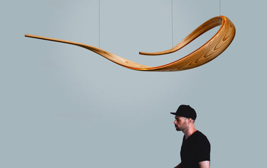 Inertia Series 4 by Adam Bentz, suspended installation with a person for scale