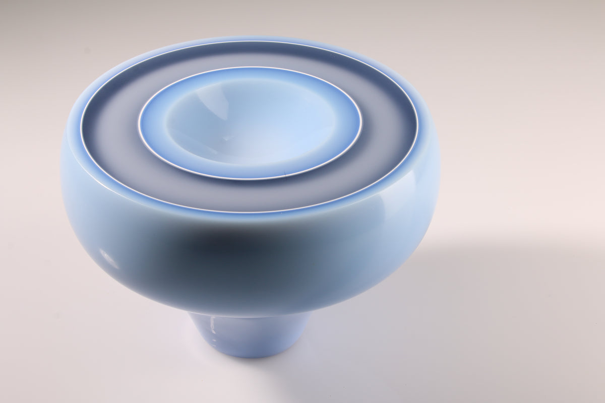Peter Bowles, Kepler 341b, white alabaster glass vessel viewed from above.