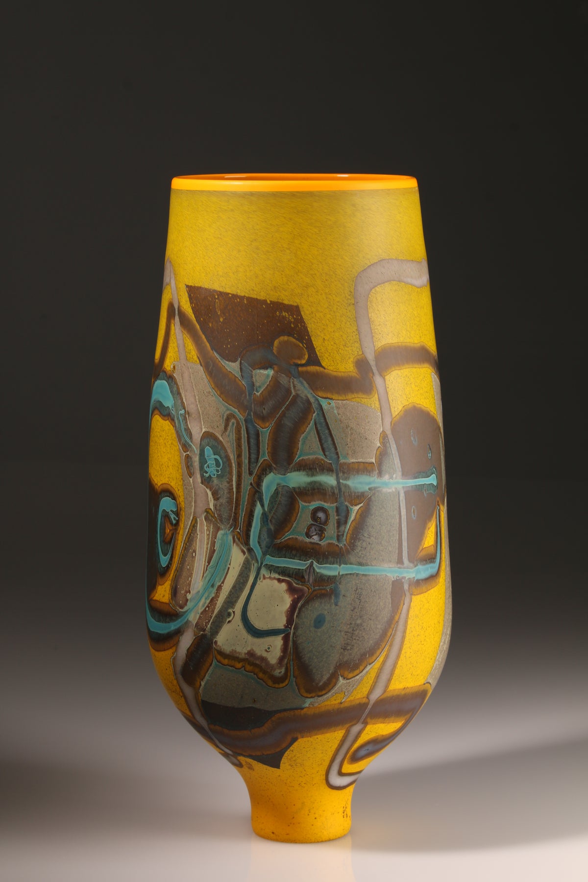Vetrograph: Glauca by Anne Clifton, citrus-yellow glass vessel