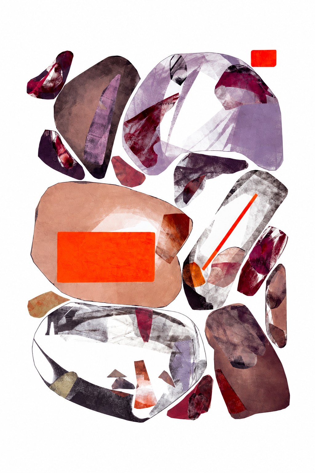 Satellite Map 02 by Theresa Wingert, ink, vinyl paint and chine collé work on paper