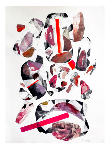 Satellite Map 03 by Theresa Wingert, ink, vinyl paint and chine collé work on paper